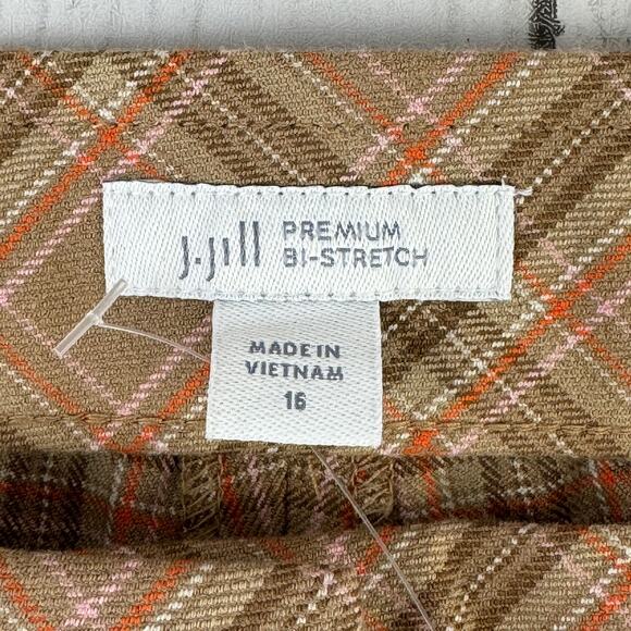 NWT J. Jill Premium Camel Plaid Bi-Stretch Straight Crop Pants Plus Size 16 - Picture 11 of 16